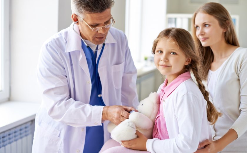 Examining teddy bear